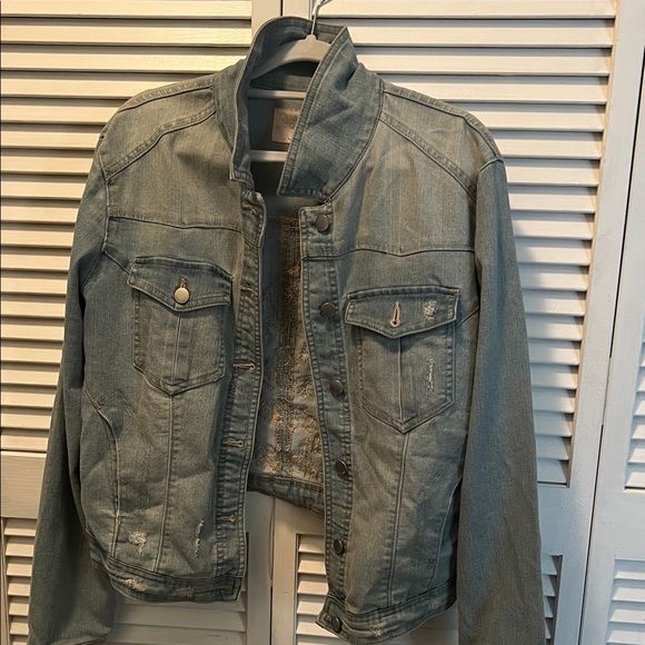 #1383+80s Style Jean Jacket White Horse Design by Julie Lee Nersinger Art Logo - Picture 4 of 7